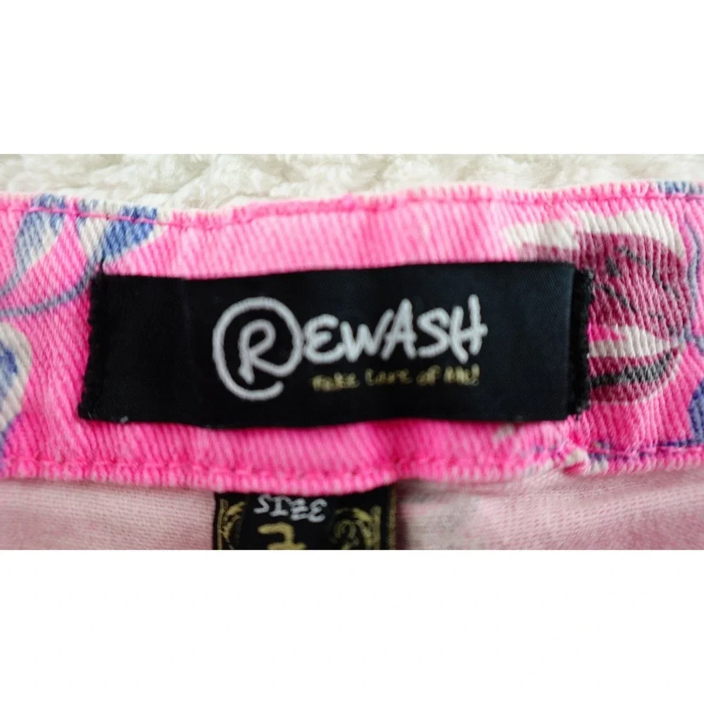 Rewash Shorts Size 7 Denim Floral Print Mid Rise Destroyed Cut Off